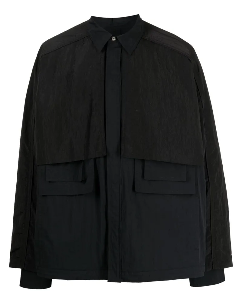 JUUN.J Leichte Hemdjacke mit Kontrasteinsätzen - Schwarz Schwarz