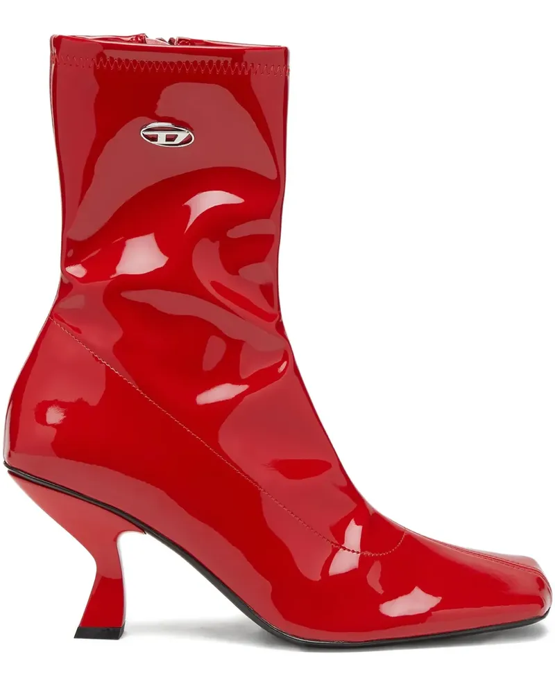 Diesel Amber Stiefeletten mit Logo-Schild 75mm - Rot Rot