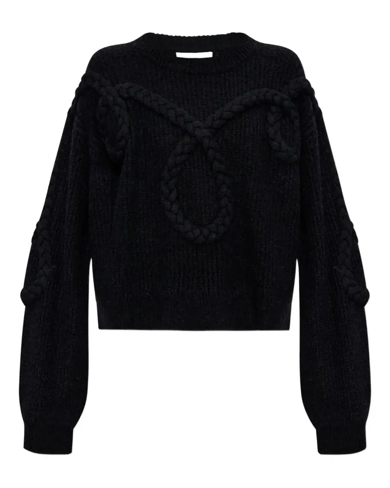 MUNTHE Geflochtener Pullover mit Zopfmuster - Schwarz Schwarz