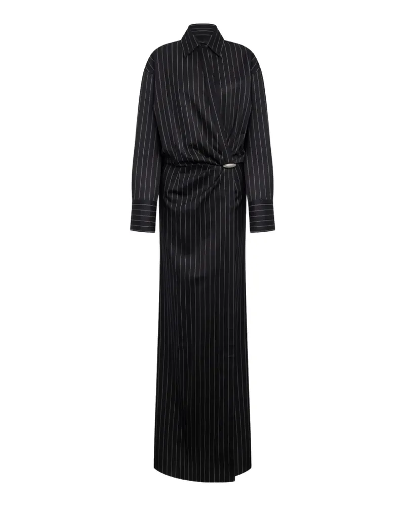 Dondup pinstripe wrap-style maxi dress - Schwarz Schwarz