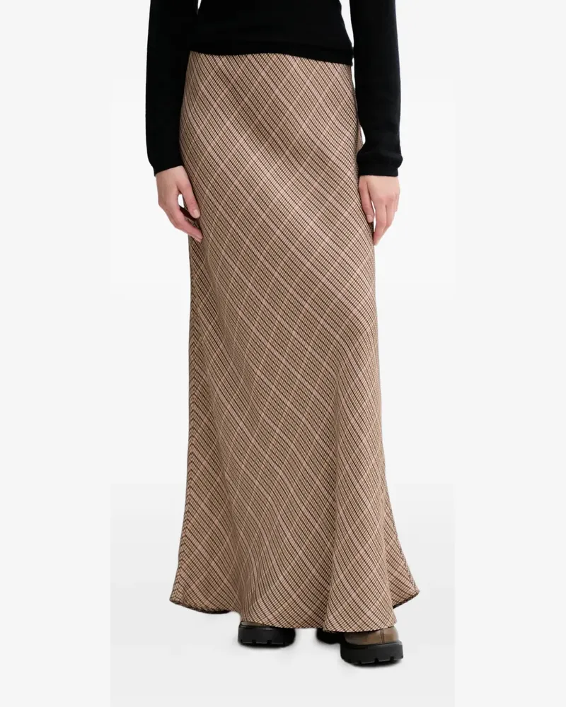 MUNTHE Bardot checked maxi skirt - Nude Nude