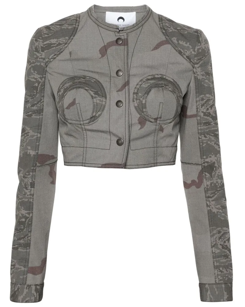 Marine Serre Regenerated Cropped-Jacke mit Camouflage-Print - Grau Grau