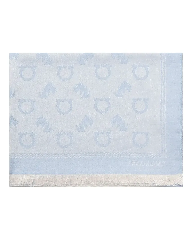 Ferragamo Fransenschal mit Logo-Muster - Blau Blau