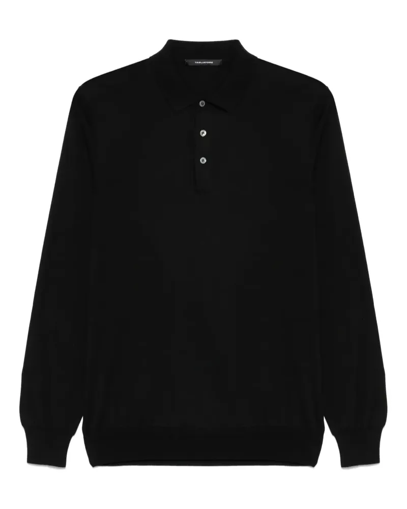 Tagliatore Fein gestricktes Poloshirt - Schwarz Schwarz