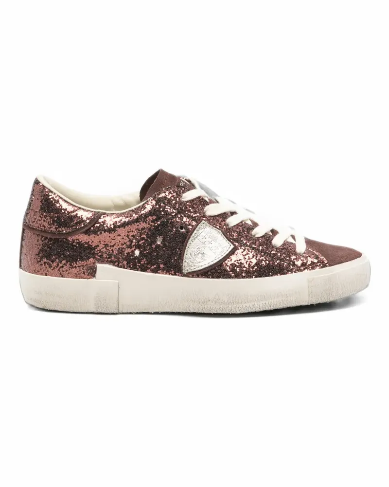 Philippe Model PRSX Low glitter-effect sneakers - Braun Braun