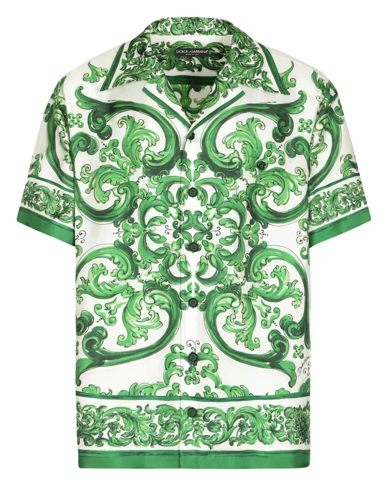 Dolce & Gabbana Seidenhemd mit Majolica-Print - Grün Grün