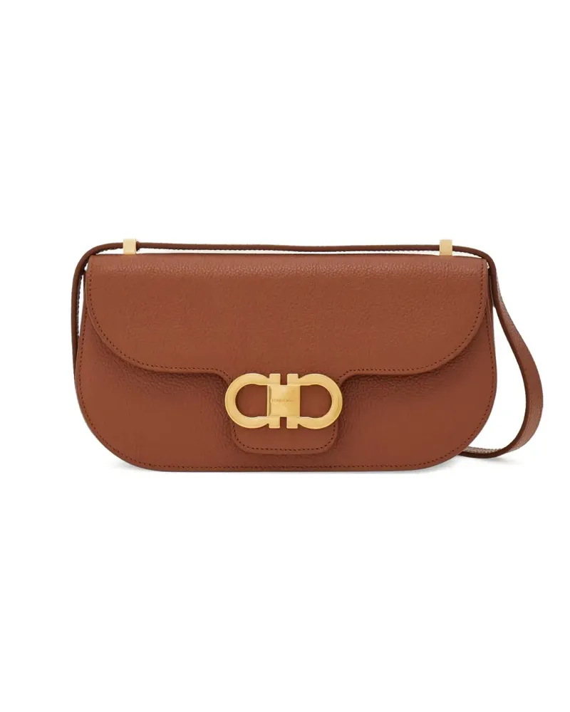 Ferragamo Double Gancini Umhängetasche - Braun Braun