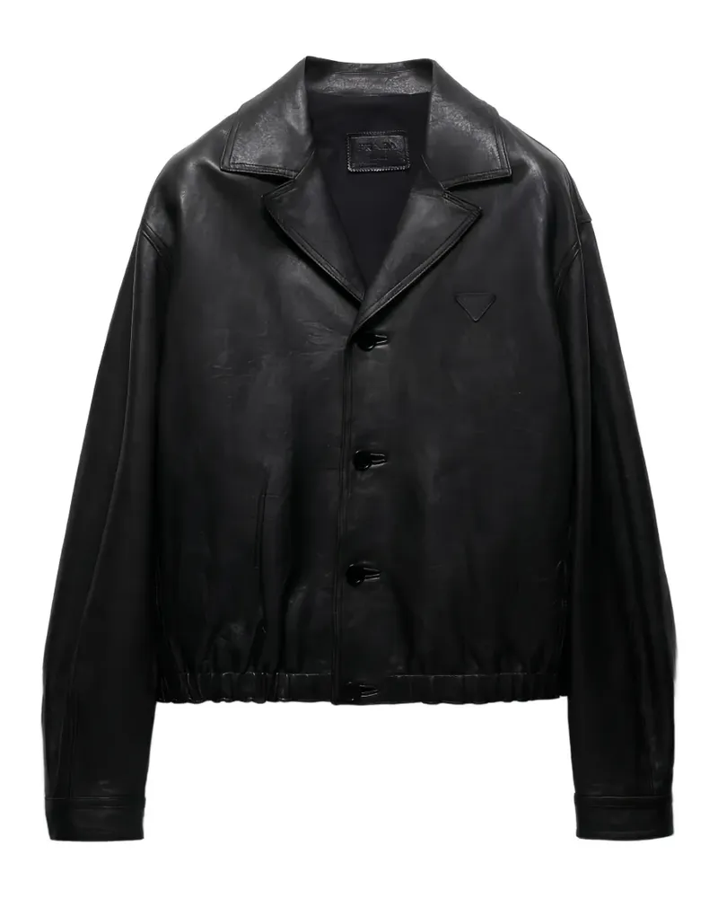 Prada Geknöpfte Lederjacke - Schwarz Schwarz