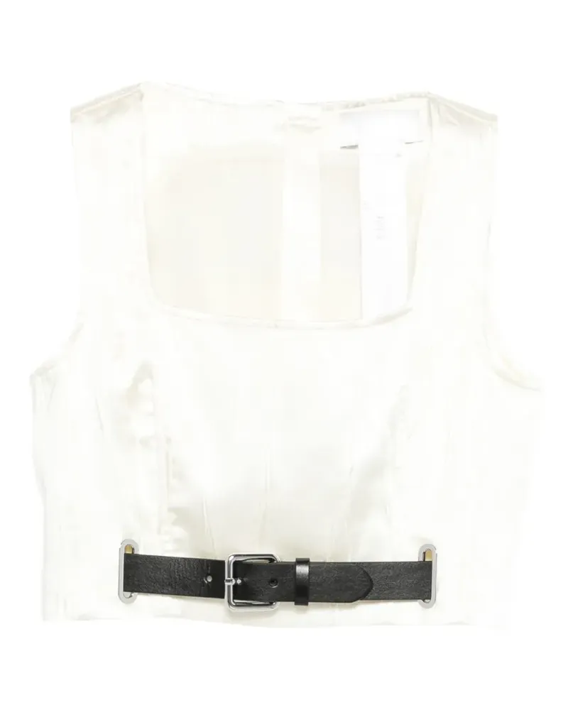 SPORTMAX belt square-neck top - Weiß Weiß
