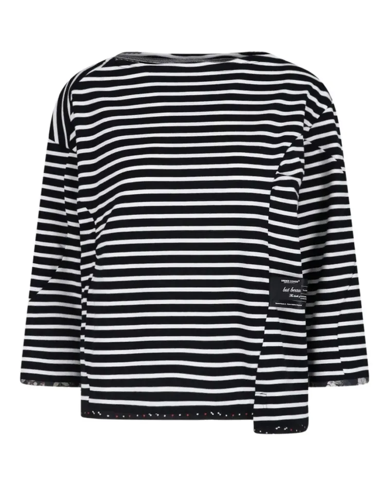Undercover Asymmetrisches Langarmshirt mit Streifen - Schwarz Schwarz