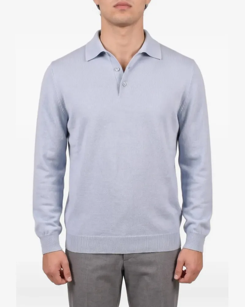 Brunello Cucinelli long-sleeve cashmere polo shirt - Blau Blau