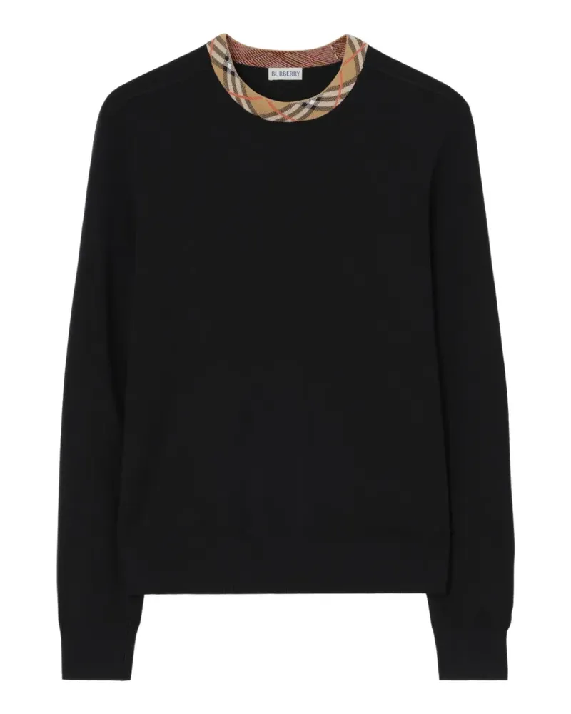 Burberry Check-trim wool sweater - Schwarz Schwarz