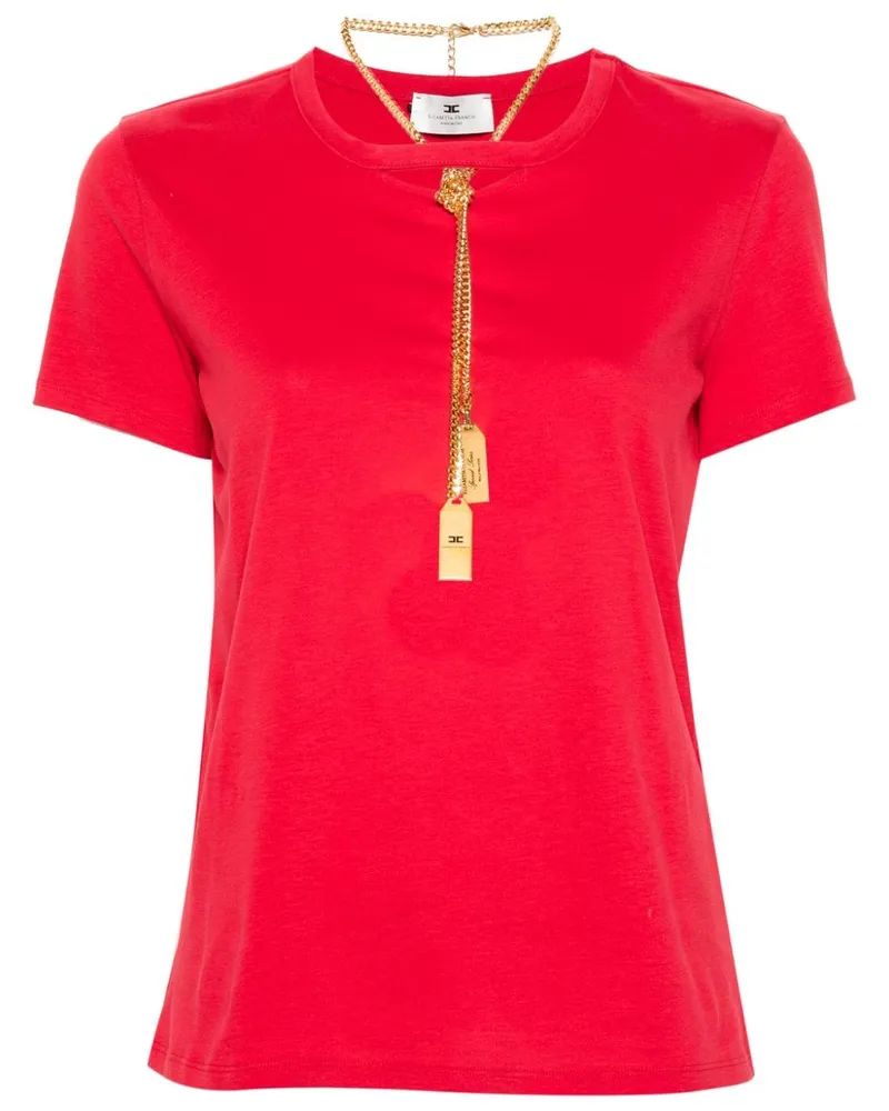 Elisabetta Franchi T-Shirt mit Cut-Outs Rot