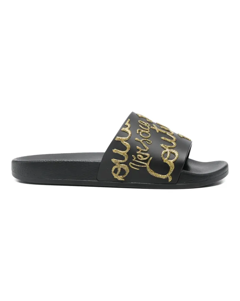 Versace Jeans Pantoletten mit Prägung - Schwarz Schwarz