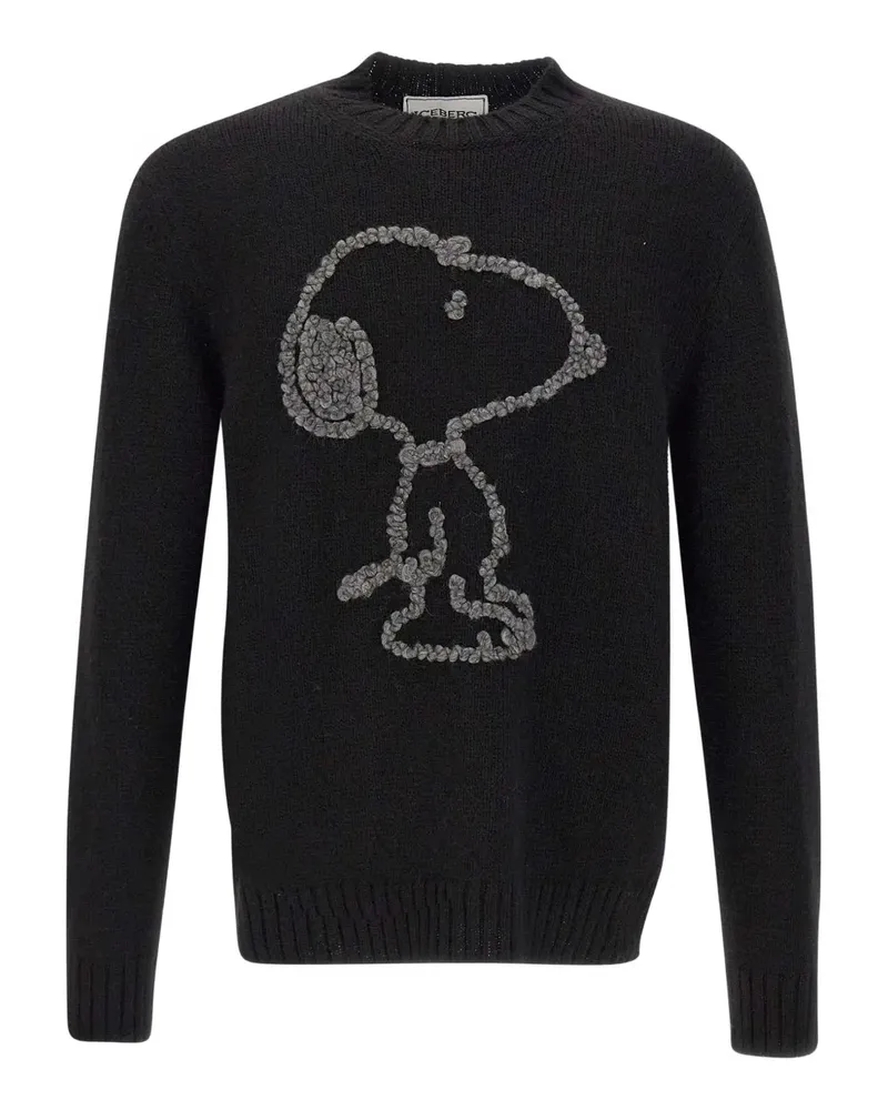 Iceberg Pullover mit Snoopy-Stickerei - Schwarz Schwarz