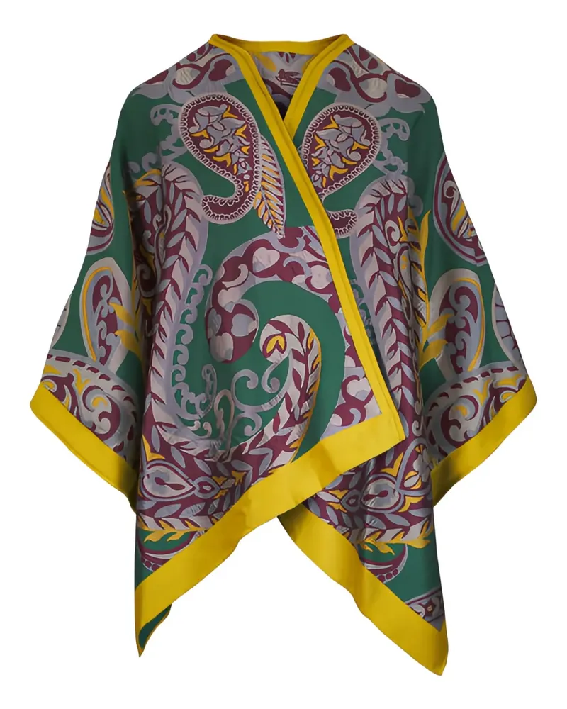Etro Cape mit Paisley-Motiv - Grün Grün
