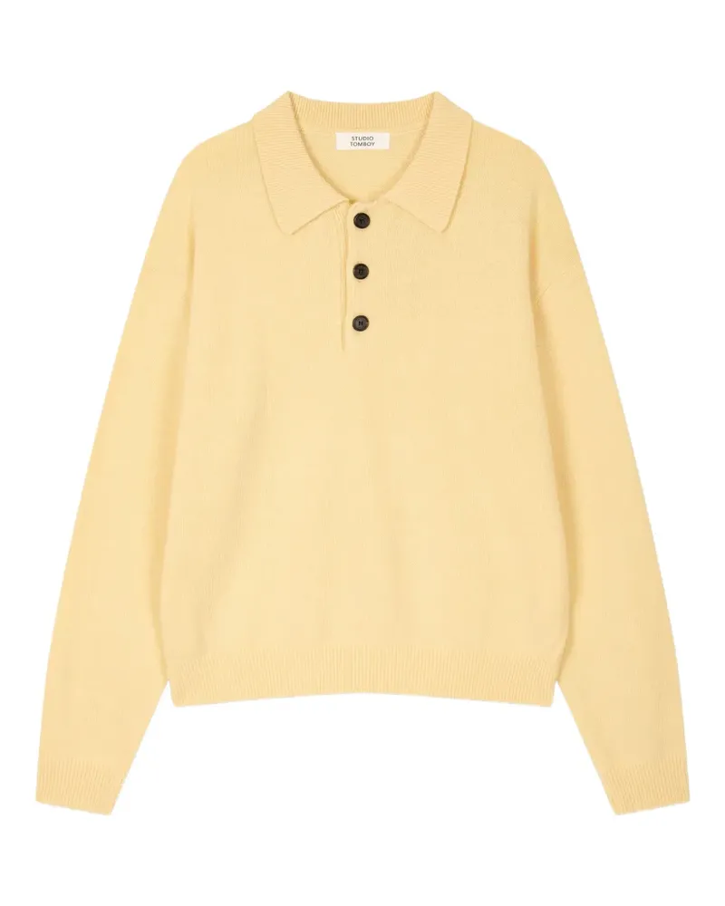 STUDIO TOMBOY Fein gestricktes Poloshirt - Gelb Gelb