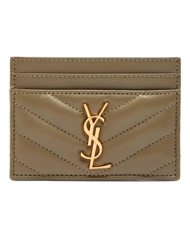 Saint Laurent Gestepptes Kartenetui mit Logo - Grün Grün