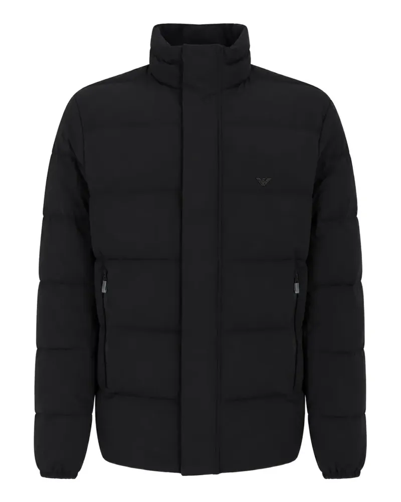 Emporio Armani Gesteppte Jacke mit Logo-Patch - Schwarz Schwarz