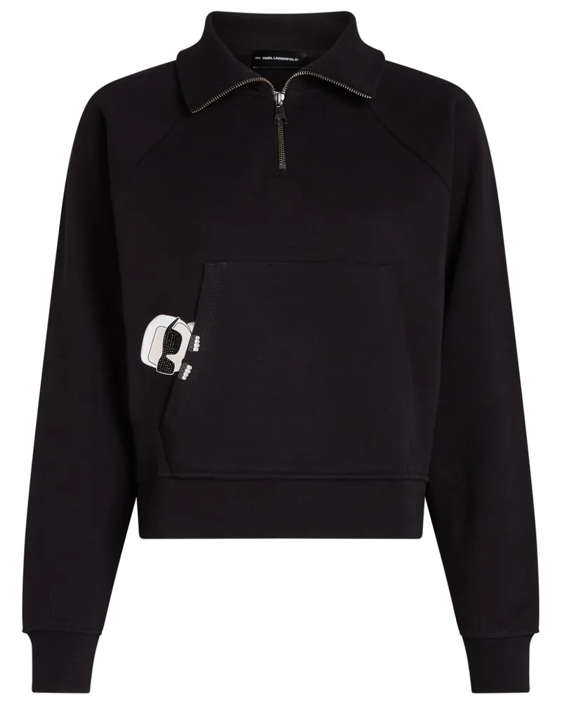 Karl Lagerfeld Ikon Peak-a-Boo Sweatshirt mit Reißverschluss - Schwarz Schwarz