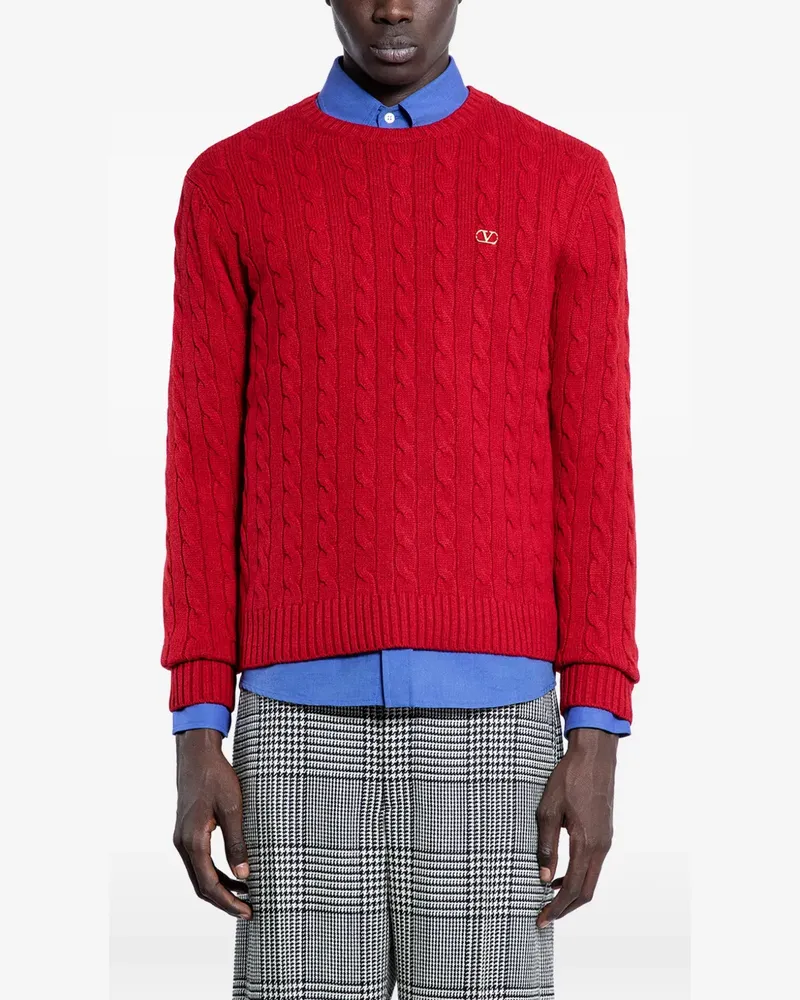 Valentino Garavani vlogo cable-knit sweater - Rot Rot