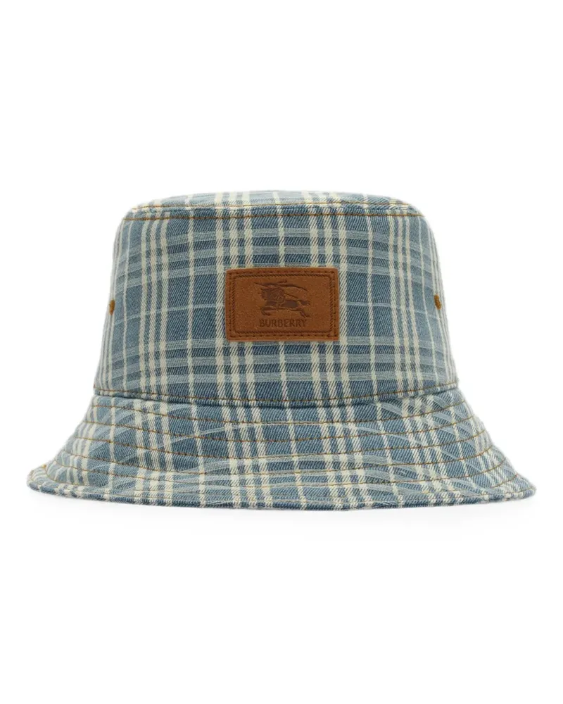 Burberry Check Fischerhut aus Denim - Blau Blau