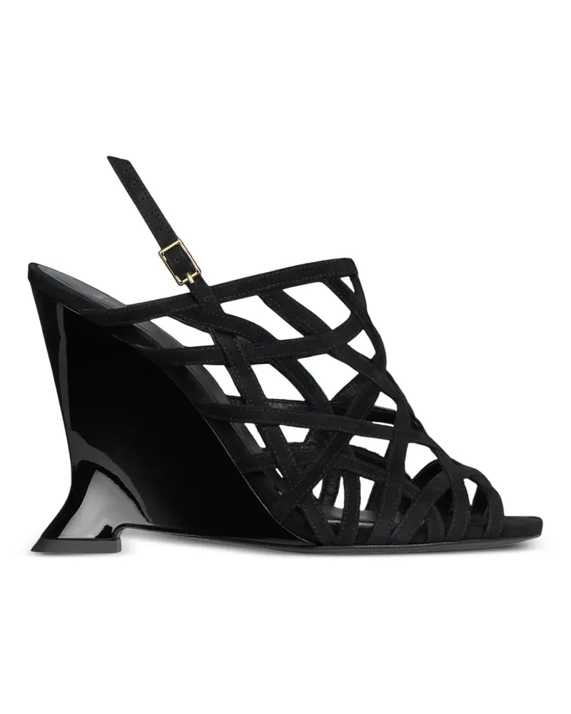 Balmain Riemchen-Keilsandalen aus Wildleder - Schwarz Schwarz