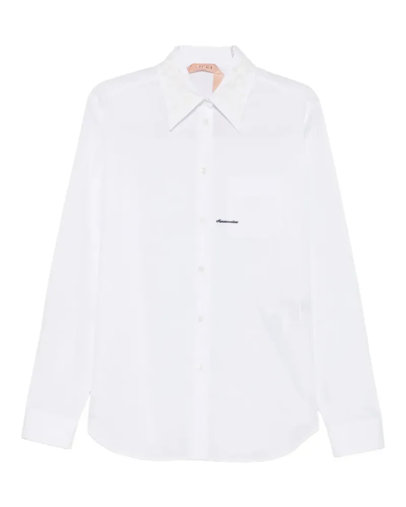 N° 21 floral-embroidered logo-print shirt - Weiß Weiß
