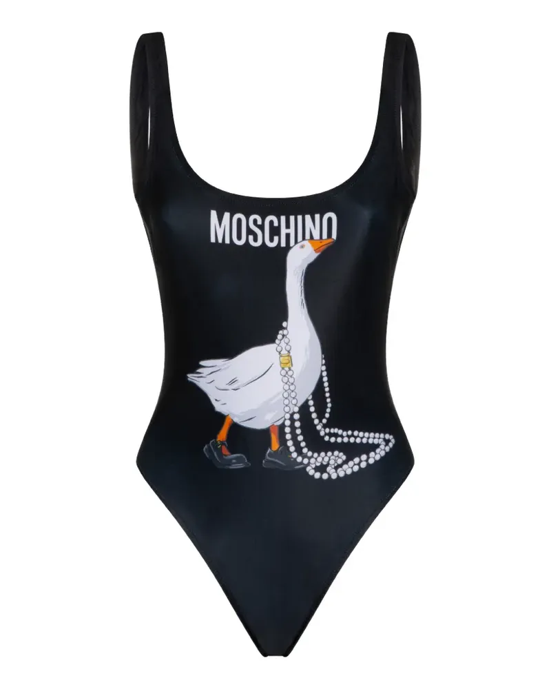 Moschino goose-print swimsuit - Schwarz Schwarz