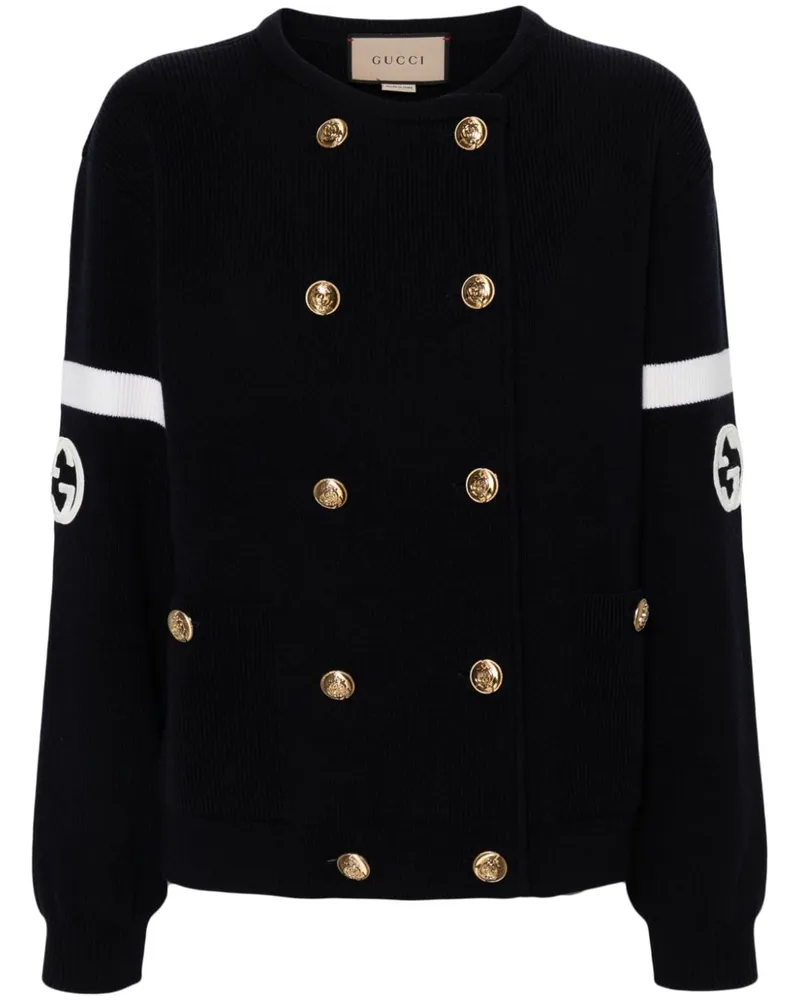 Gucci Gerippter Cardigan mit GG - Blau Blau