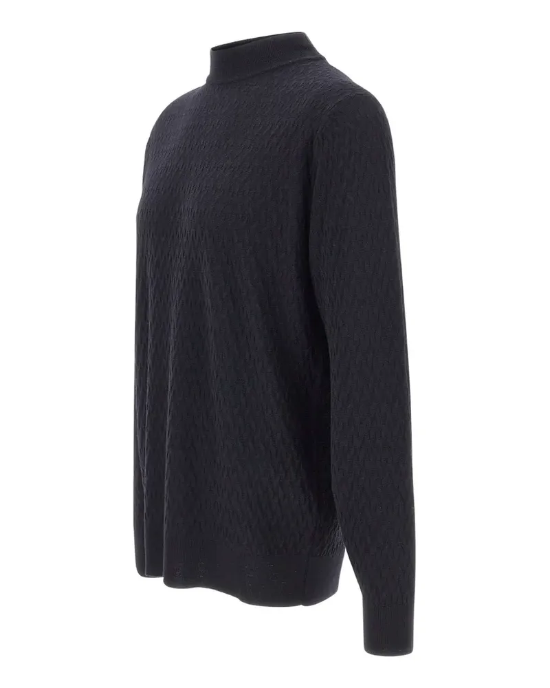 Filippo de Laurentiis Stehkragen-Pullover mit Fischgrätenmuster - Blau Blau