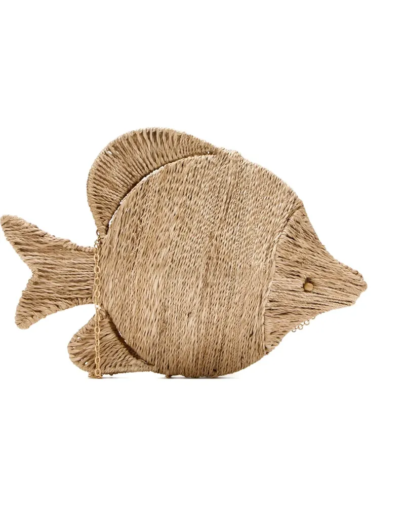 Poolside Gewebte Clutch mit Fischform - Nude Nude