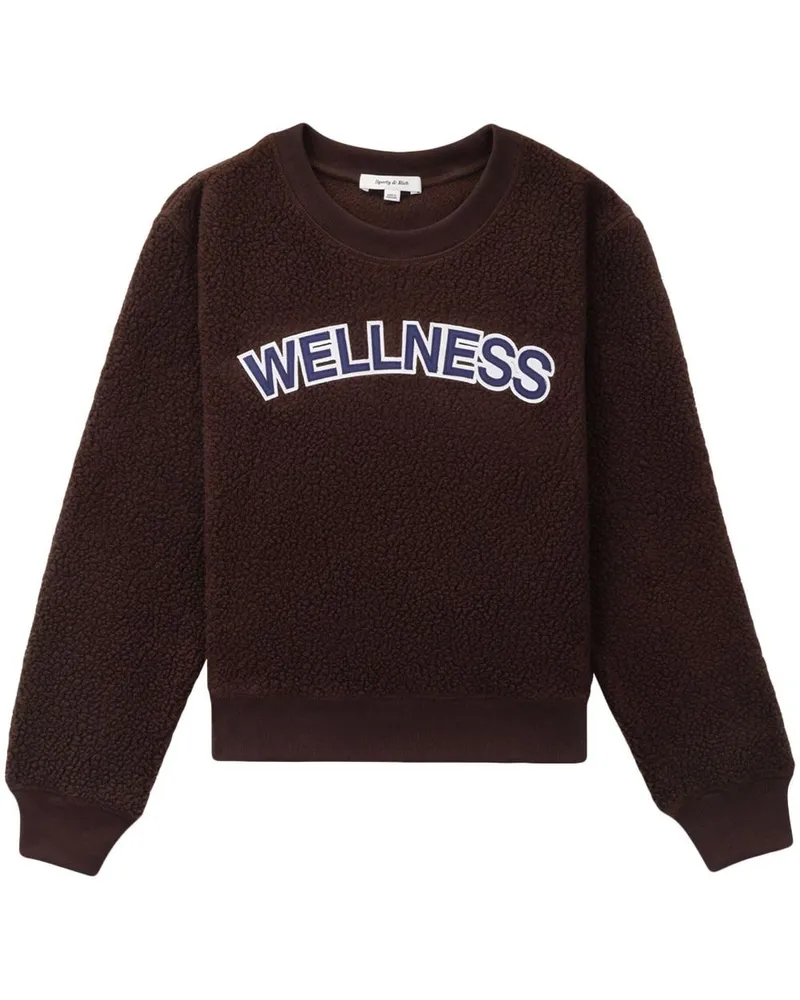 SPORTY & RICH Fleecepullover mit Slogan-Patch - Braun Braun