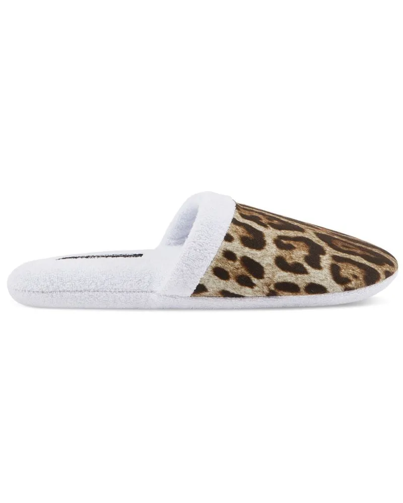 Dolce & Gabbana Slipper aus Frottee mit Leo-Print - Weiß Weiß