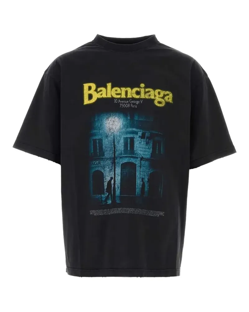 Balenciaga The Address medium-fit T-shirt in washed black - Schwarz Schwarz