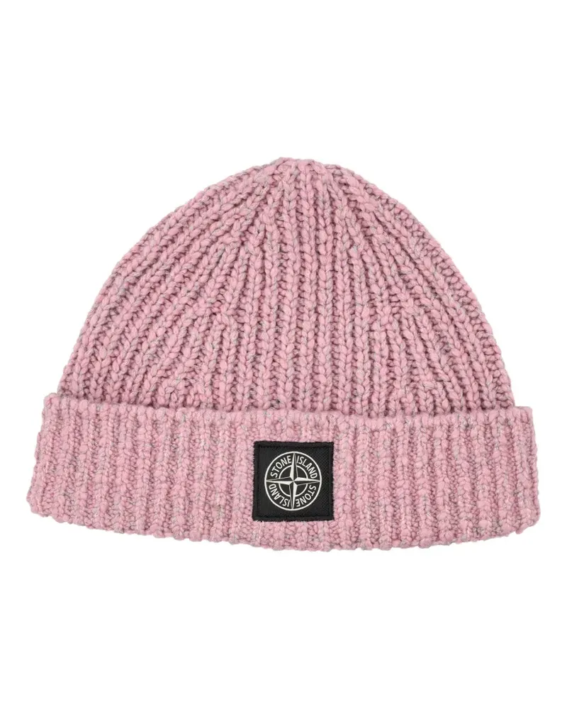 Stone Island Gerippte Beanie Logo-Patch - Rosa Rosa