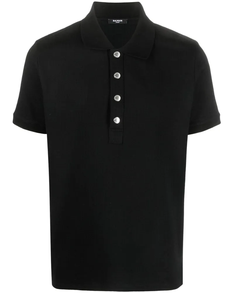 Balmain Pikee-Poloshirt mit Monogramm - Schwarz Schwarz