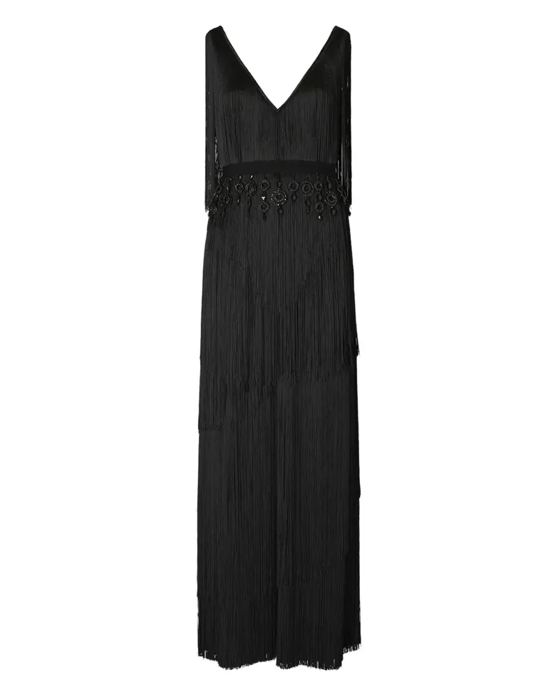 Tory Burch fringed maxi dress - Schwarz Schwarz