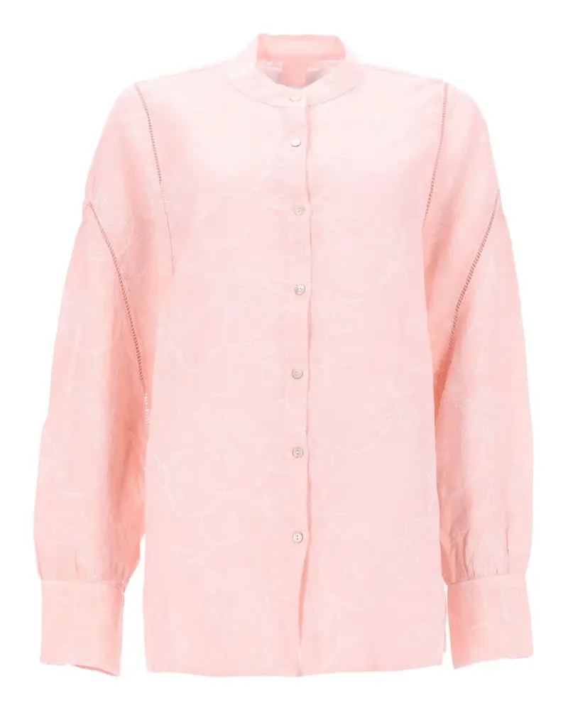 120% Lino embroidered-detail shirt - Rosa Rosa