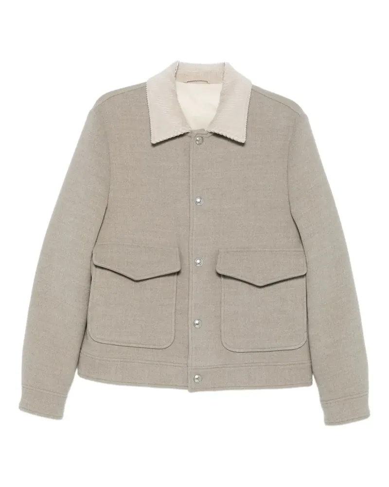 Eleventy Hemdjacke mit Cordkragen - Grau Grau