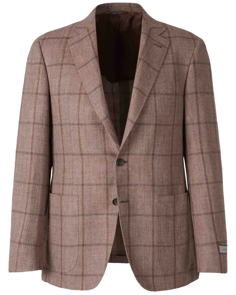 Canali Strukturierte Jacke mit Karomuster - Braun Braun