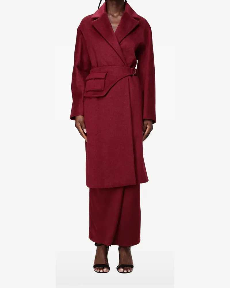 Hanita belted-waist notched-lapels coat - Rot Rot