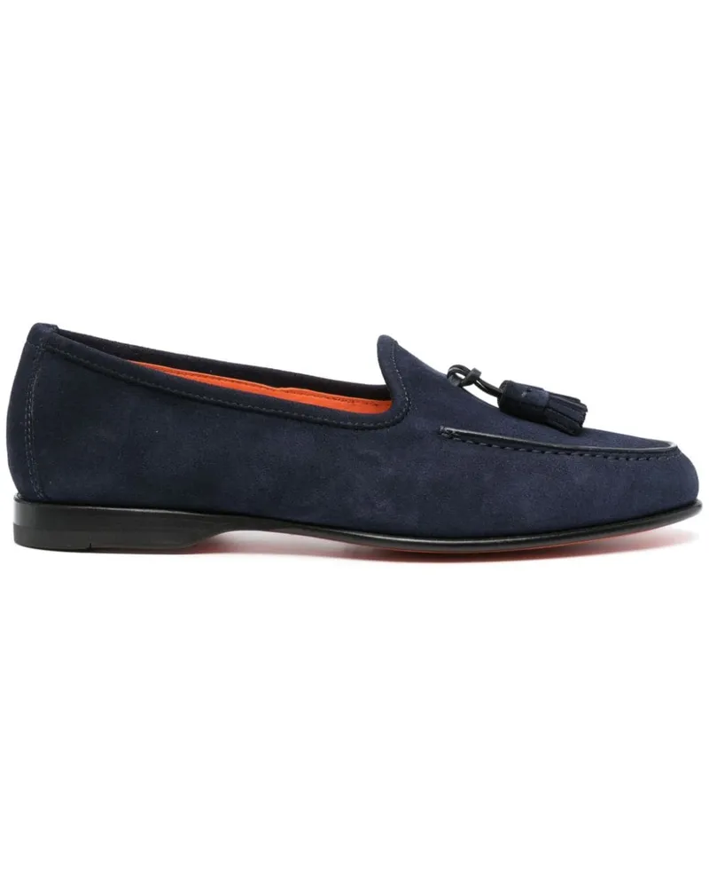 Santoni Loafer aus Wildleder mit Quasten Blau