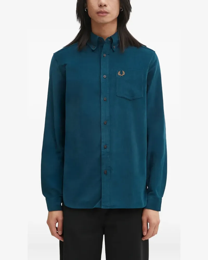 Fred Perry Cordhemd mit Logo-Stickerei - Blau Blau