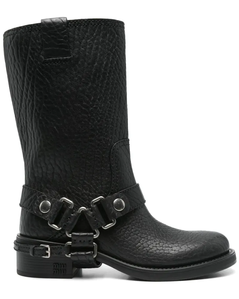 Miu Miu Stiefeletten aus Leder - Schwarz Schwarz