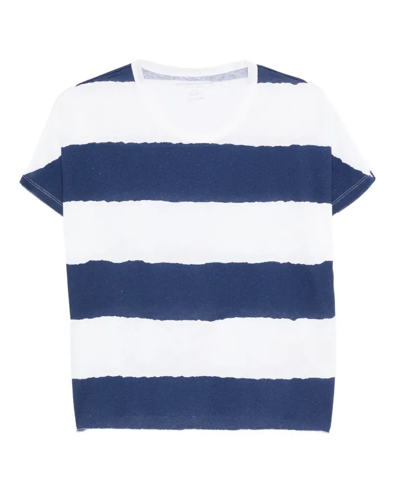 Majestic Gestreiftes T-Shirt - Weiß Weiß