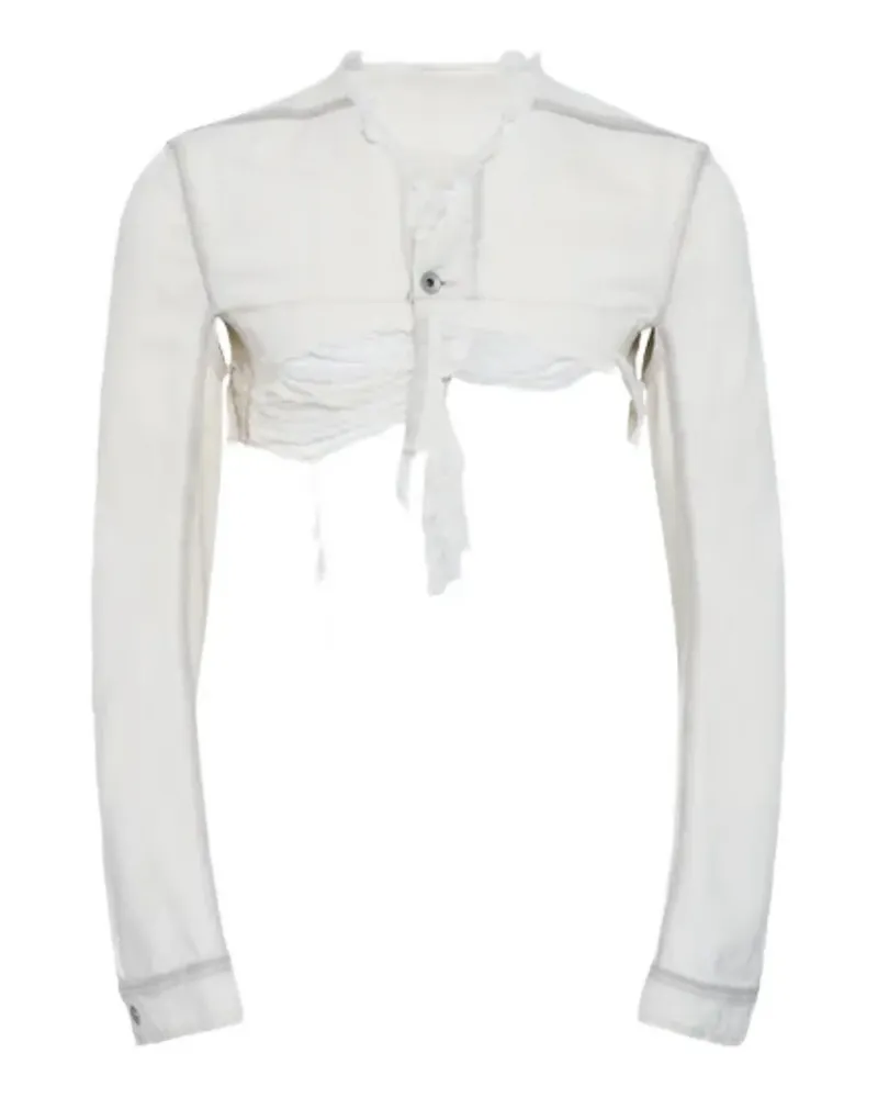 Rick Owens Microworker distressed denim jacket - Weiß Weiß