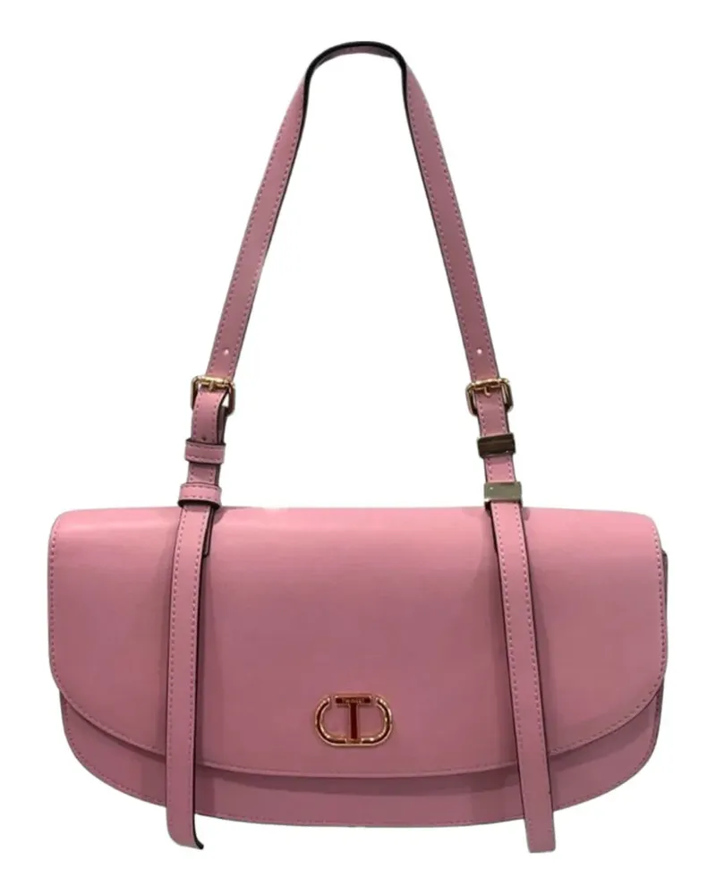 Twin-Set Schultertasche mit Logo-Schild - Rosa Rosa