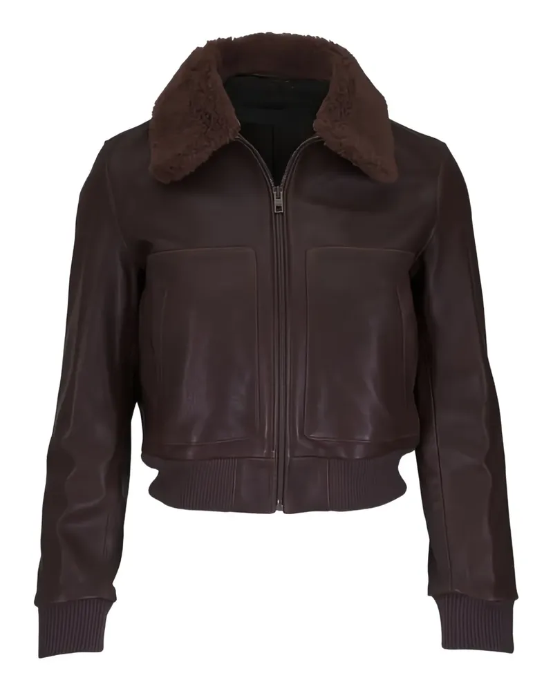 Nili Lotan shearling collar jacket - Braun Braun