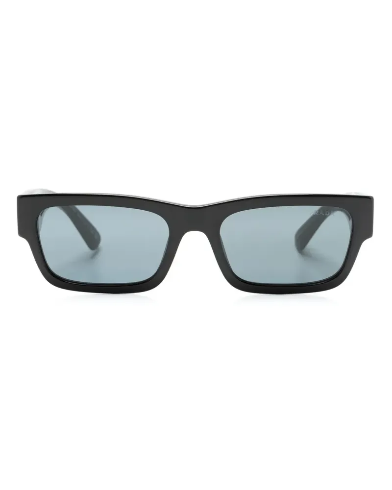 Prada Eckige Sonnenbrille mit Logo-Gravur - Schwarz Schwarz